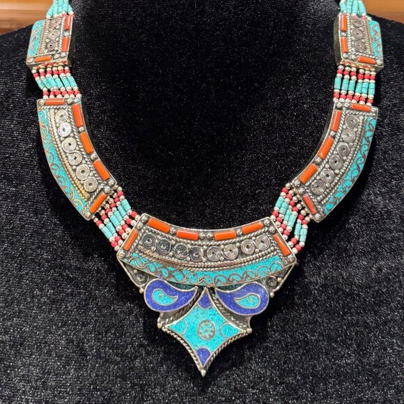 Handmade Tibetan Beaded Necklaces.  Various sizes, stones, and designs available - Picture 9 of 14